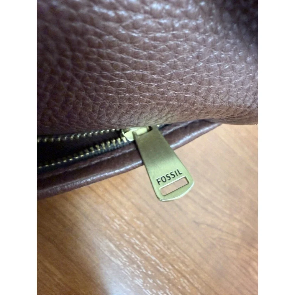 FOSSIL Preston Brown Leather Pocket Flap Expandable Crossbody Shoulder Bag EUC